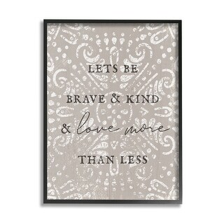 Stupell Love More Than Less Boho Pattern Typography Phrase Framed Wall ...