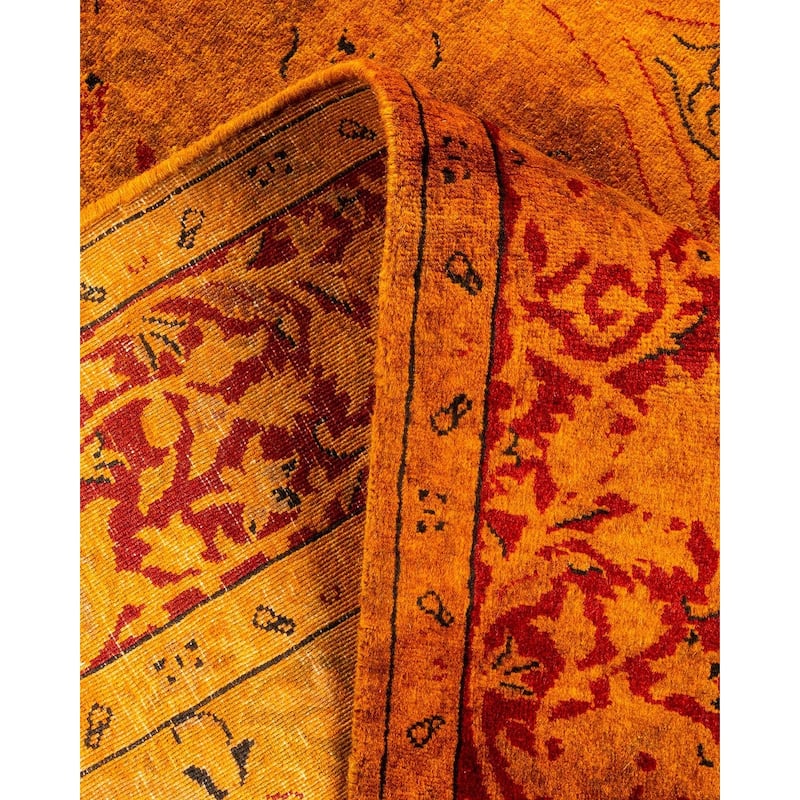 Overton Hand Knotted Wool Vintage Inspired Modern Contemporary Overdyed Orange Area Rug - 4' 1" x 6' 2"
