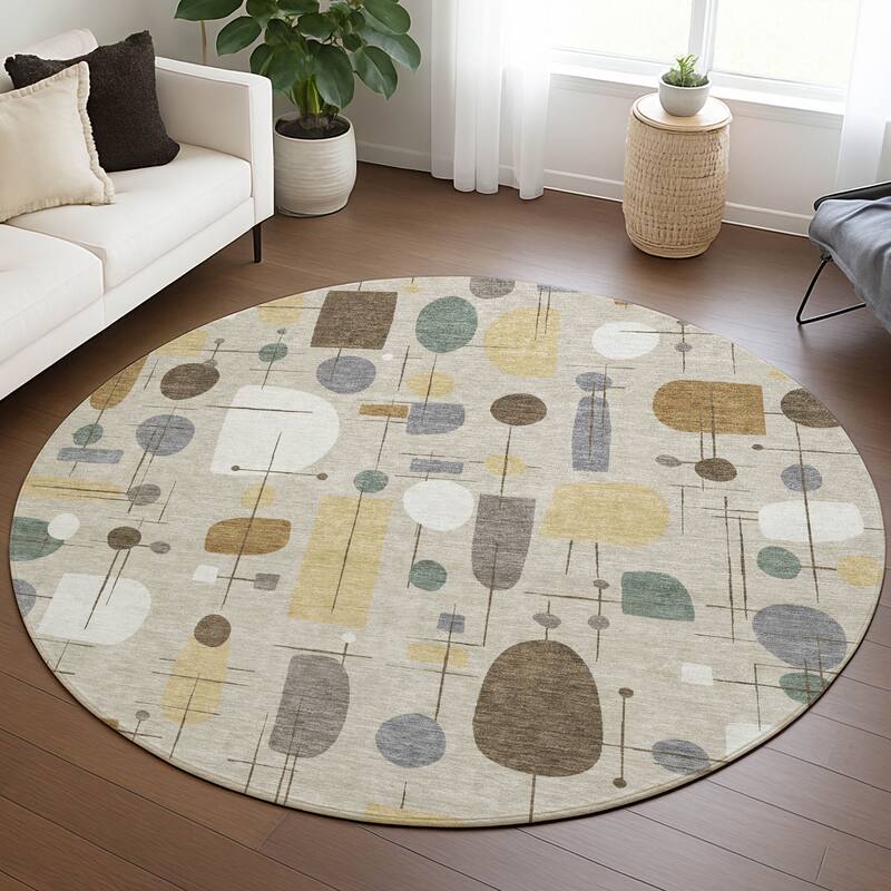 Machine Washable Indoor/ Outdoor Contemporary Fun Chantille Rug