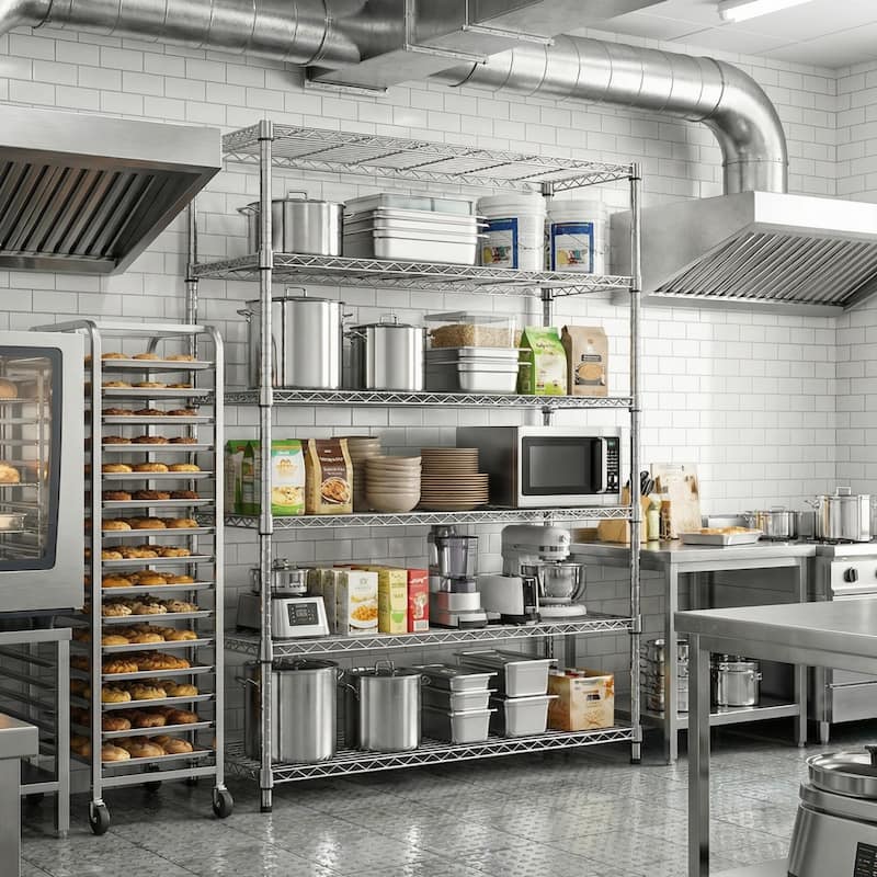 6 Tiers Storage Shelves Load 2100LBS, Metal Shelving Wire Metal Shelving Unit Shelves for Storage Adjustable Garage Shelving