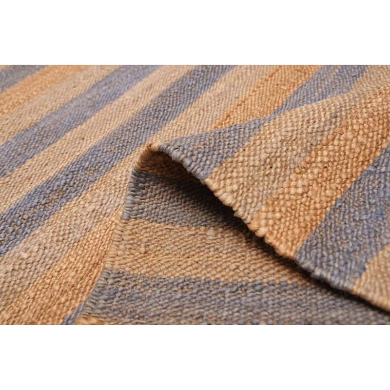 ECARPETGALLERY Flat-Weave Palas Denizli Light Khaki Jute Kilim - 5'5 x 8'1
