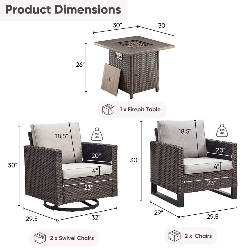 Outdoor Pocassy Glider Chairs Patio Chairs with Fire Table