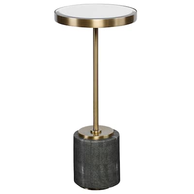Uttermost 24998 Laurier 12" Diameter Glass Top Iron Side Table