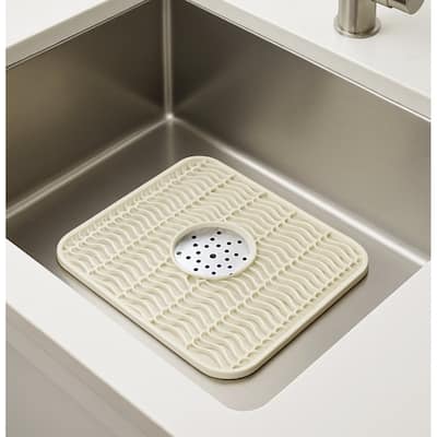 12"x11" - Ivory Durable Non-Slip Fast Draining Kitchen Sink Mat Protector