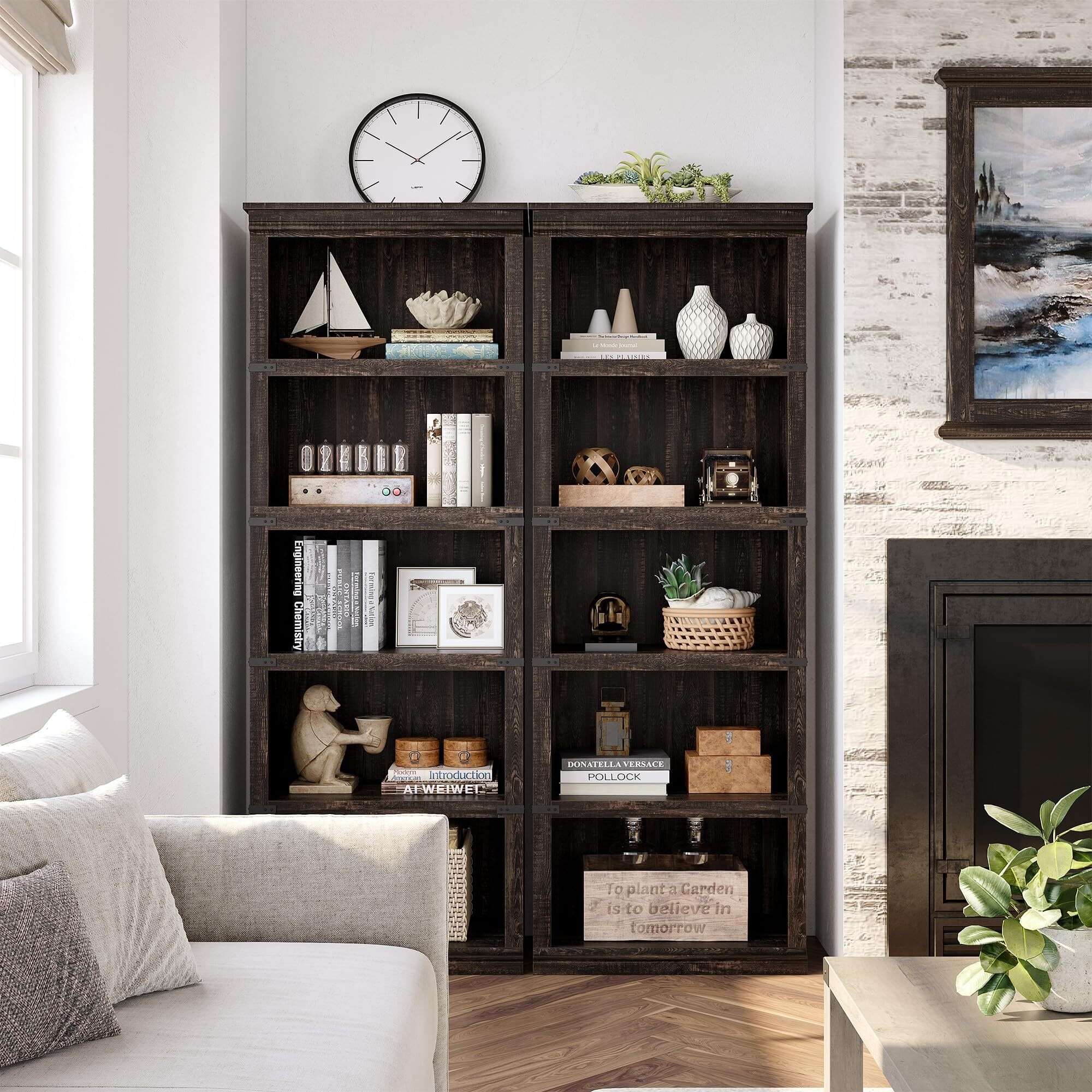 5 Tier Bookcase, Freestanding Wooden Bookshelf Storage Organizer