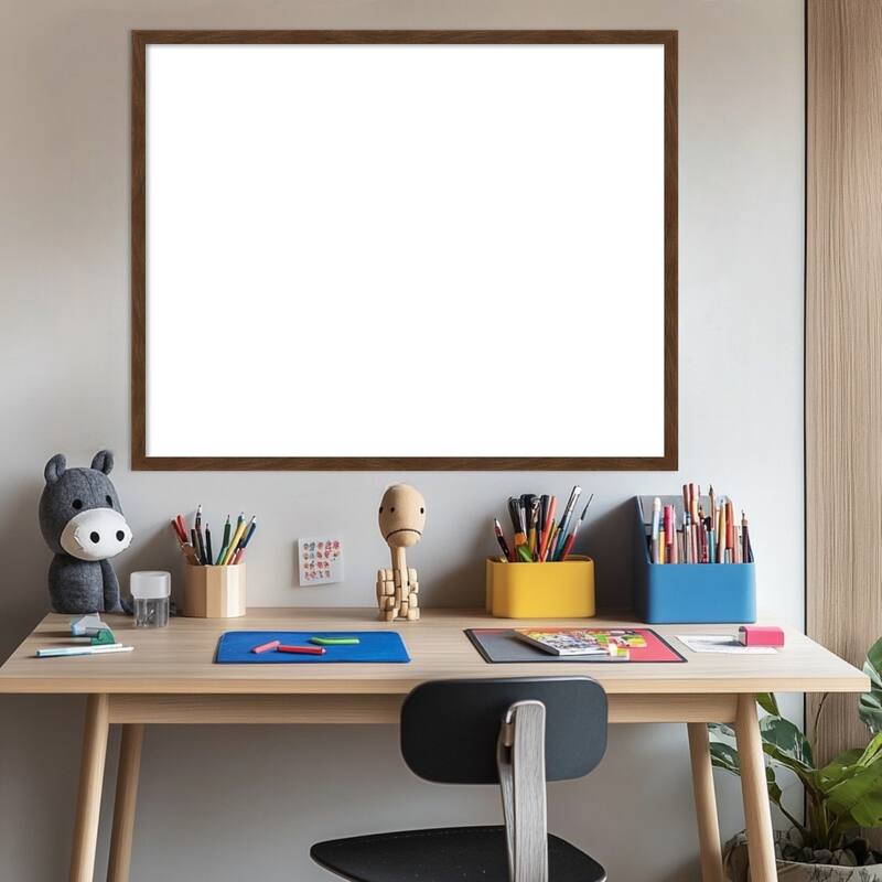 Amanti Art Carlisle Blonde Narrow Framed Dry Erase Magnetic Board