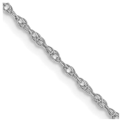 Curata 10k White Gold 1.15mm Carded Cable Rope Chain Necklace (Spring Ring)