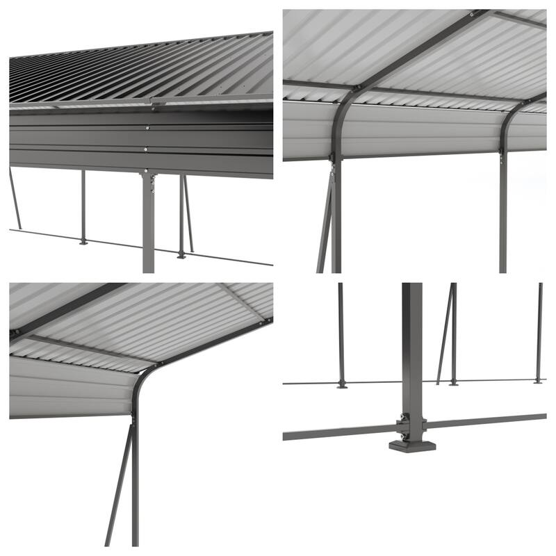 Outdoor Metal Storage Carport w/ Hooks,Expansion Screws,Fixed Pieces