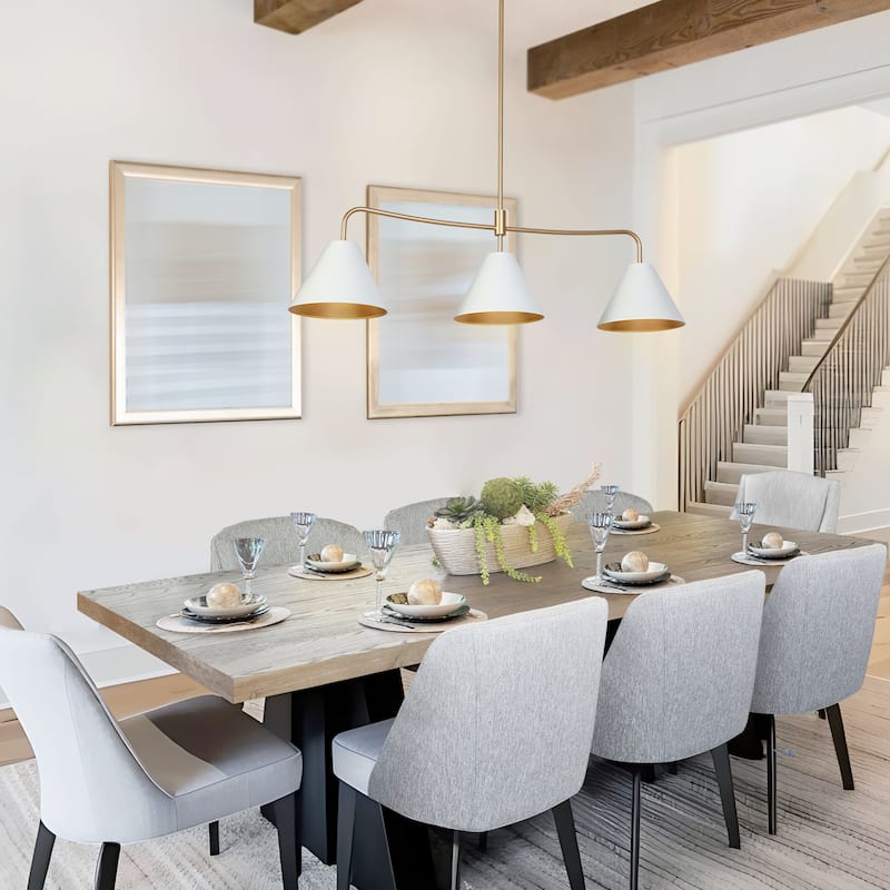 Modern 3-Light Chandelier White Bowl-Shape Kitchen Island Light for Dining Room