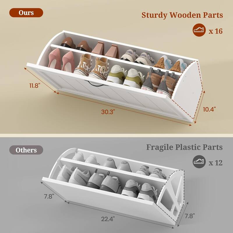 Shoe Storage Cabinet with 2 Large Flip Drawers Shoe Rack Cabinet