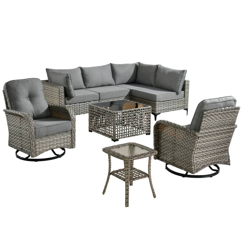 XIZZI 8-piece Patio Furniture Sectional Set with Swivel Chair