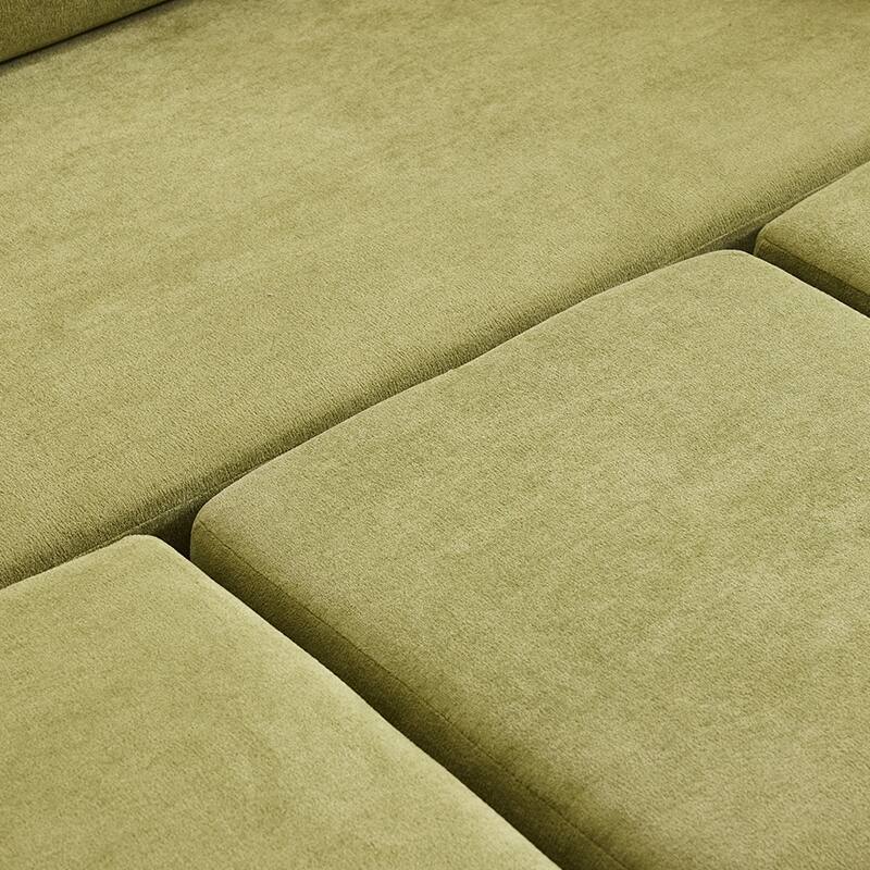 Convertible Sectional Sofa With 3 Storage Ottomans - High-Resilience Foam Sleeper, Space-Saving Chenille Floor Sofa