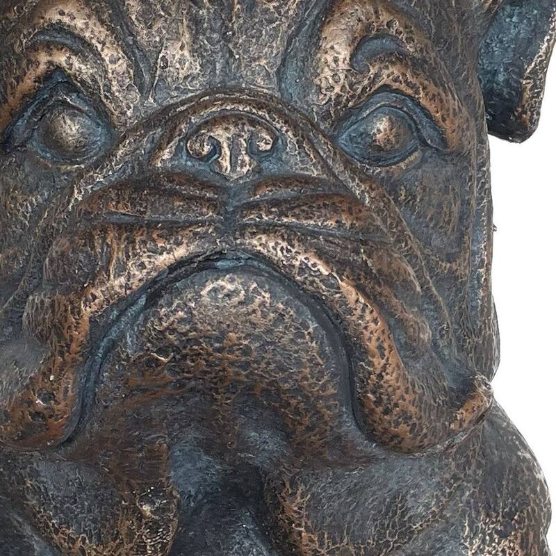 HomeRoots 16" Antiqued Bronze Bulldog Outdoor Statue