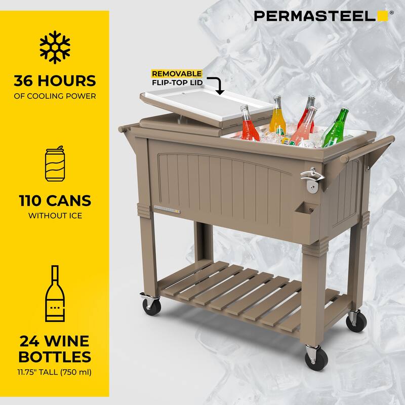 Permasteel 80-Qt Antique Furniture Style Rolling Patio Cooler