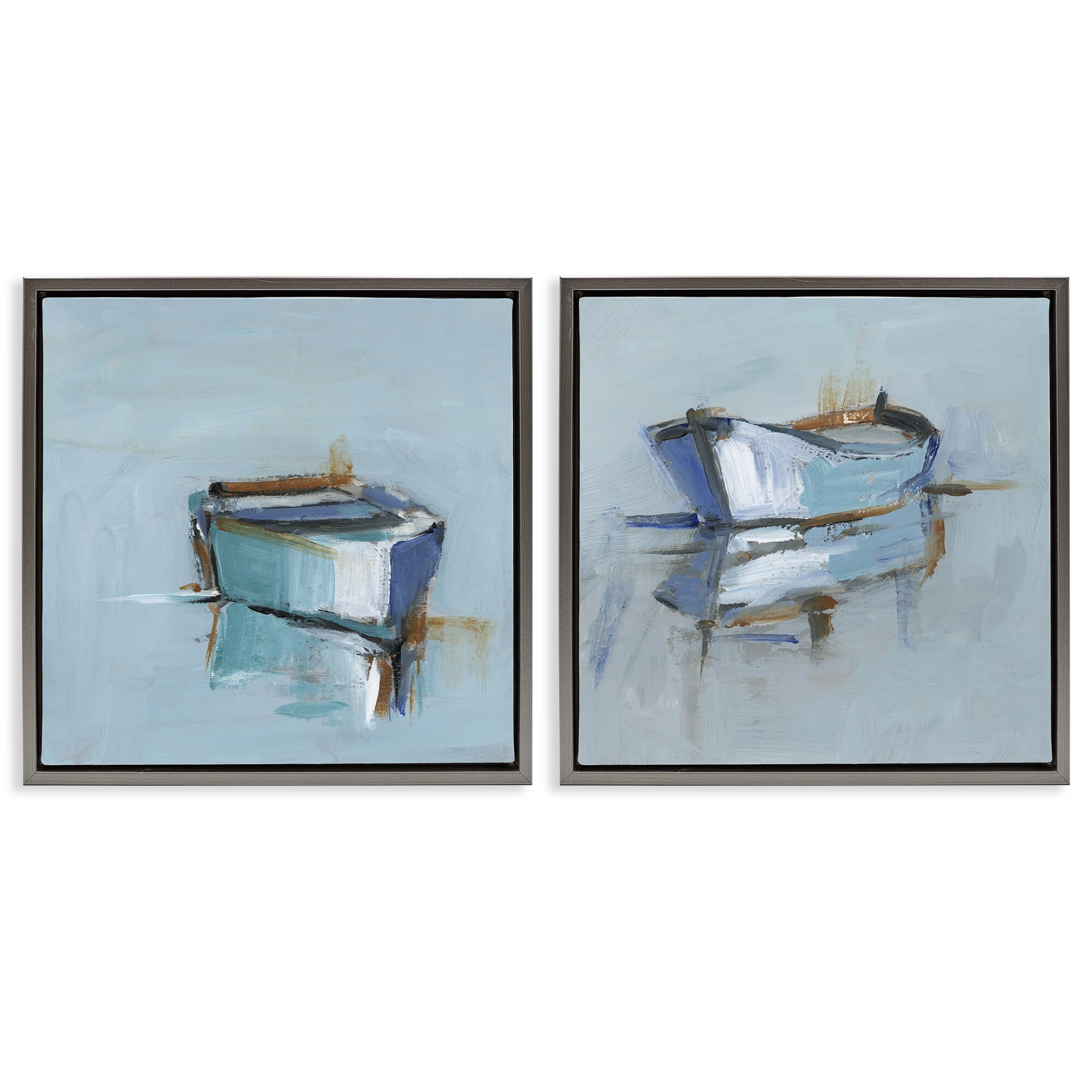 Stupell Calm Boat Reflection Framed Floater Canvas Wall Art Design By Ethan Harper (Set of 2)
