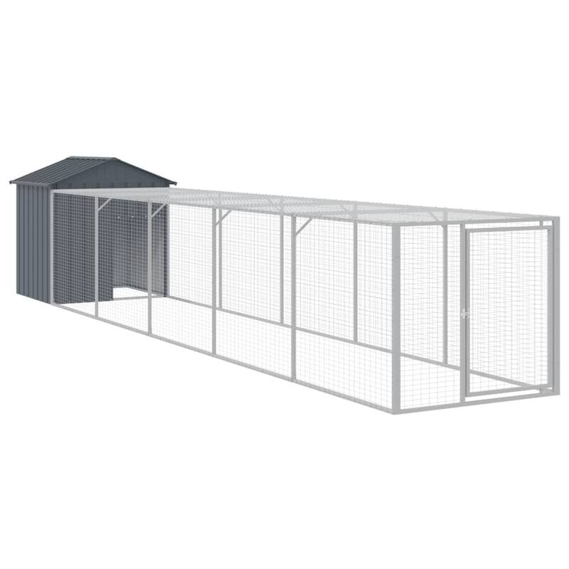 vidaXL Chicken Cage with Run Light Gray/Anthracite multisize Galvanized Steel