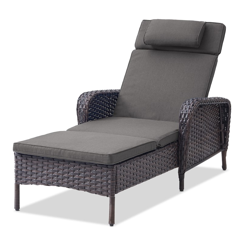 Outdoor Chaise Lounge Chair Adjustable 5-Position - 1-Piece