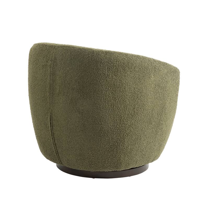 Upholstered Swivel Barrel Armchair with Storage and Metal Base