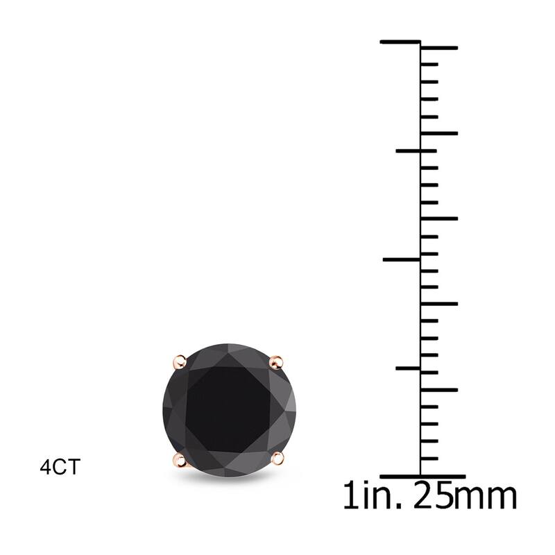 Auriya 14k Rose Gold 1/2 to 4ctw Round Black Diamond Stud Earrings - 4ctw