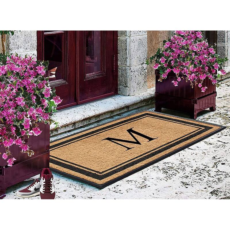 A1HC Markham Border Natural Flocked Rubber Large Doormat 30"x48"