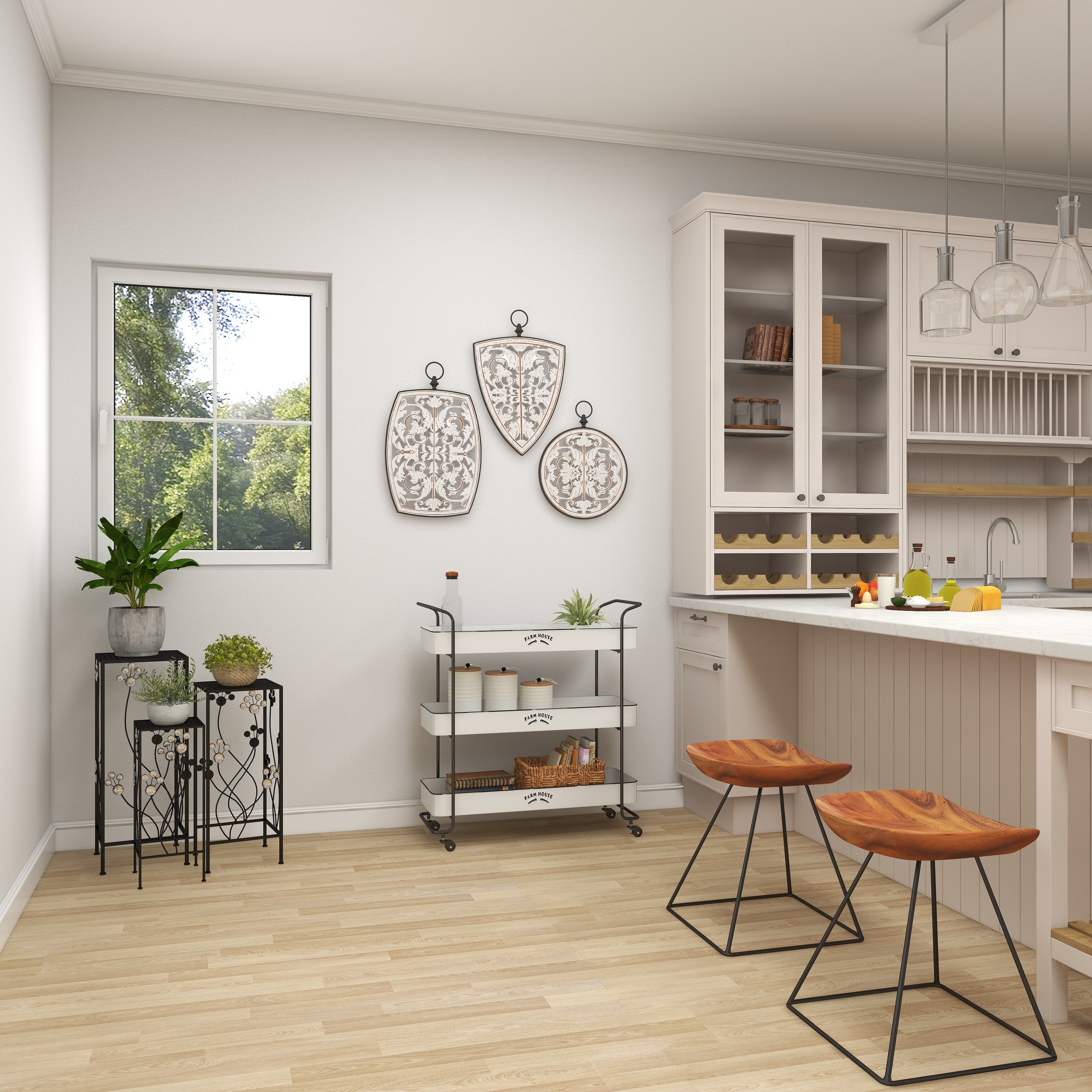 White Wood French Provincial Farmhouse 3-piece Wall Décor Set - 23