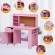 preview thumbnail 2 of 3, Kids Study Desk and Chair Set, White Wood Desk with Bookshelf, Bulletin Board, and Storage Cabinets