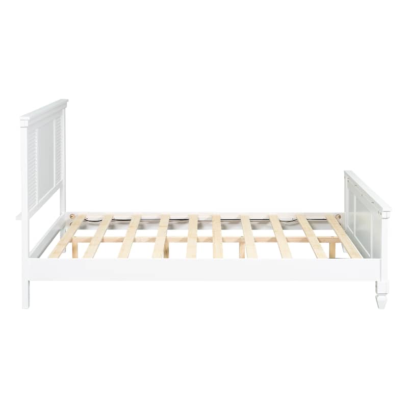 Christopher Knight Home - Elsa Elegant White Solid Wood Platform Bed with Farmhouse Style