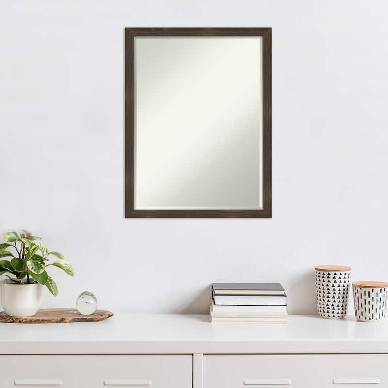 Woodgrain Stripe Half-Inch-Bevel Wood Framed Wall Mirror - Glass Size 18x24