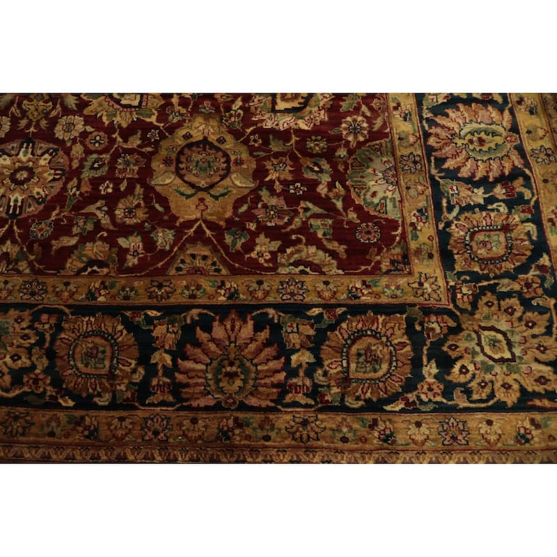 Hand Knotted Oriental 100% Wool Carpet Traditional All-Over Red Agra Area Rug - 10' 0'' X 8' 0''