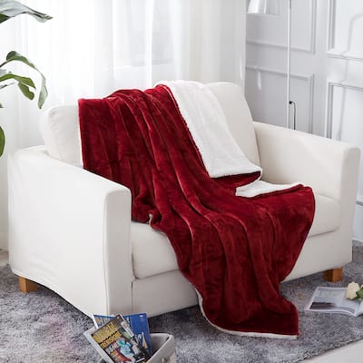 Sherpa Fleece Throw Blanket Reversible Plush Bed Blanket