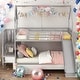 preview thumbnail 2 of 18, Twin over Twin Metal Bunk Bed House Bed with Slide and Staircase, Silver