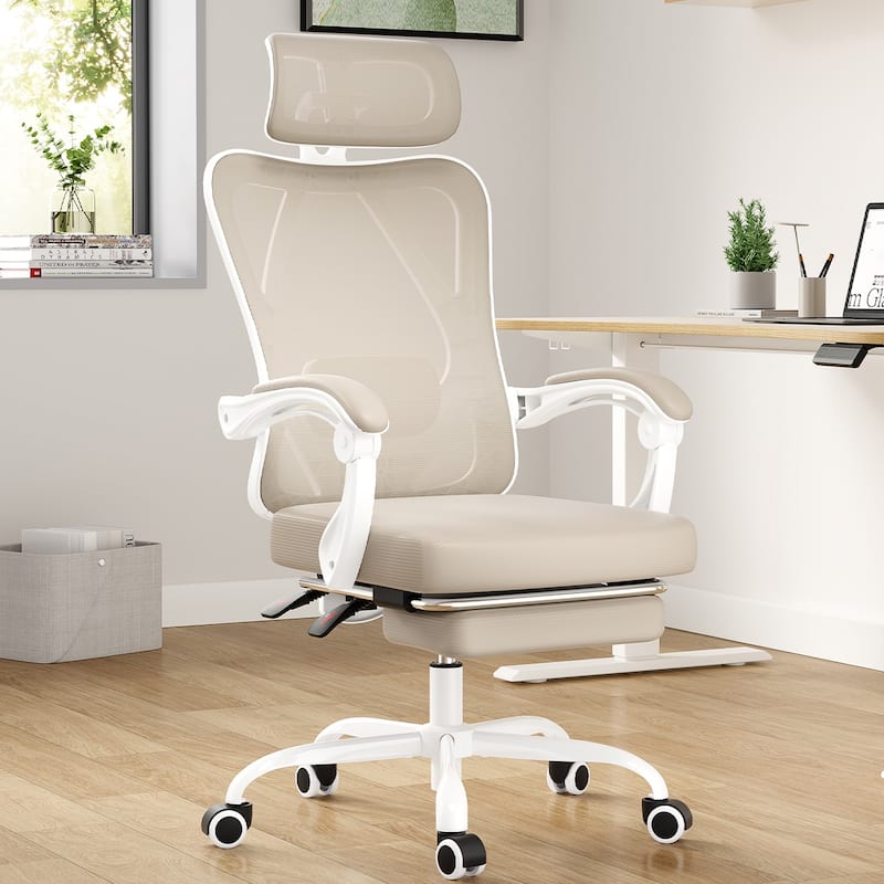 Ergonomic Office Chair with Footrest, Office Desk Chair with Headrest, High Back Computer Chair with Adjustable Lumbar Support