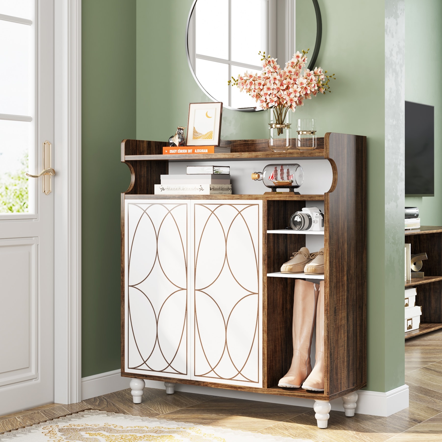 Shoe storage cabinet 2025 with mirror doors