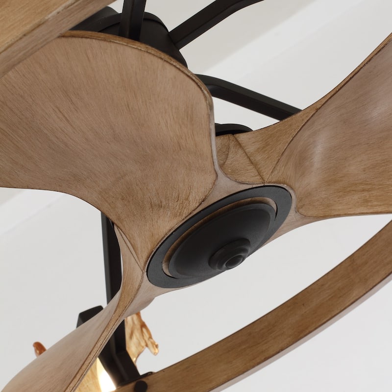 34" Indoor Wood Downrod Mount Chandelier Ceiling Fan with Light and Remote Control, Dimmable - Fan Blade Length (In.) 14