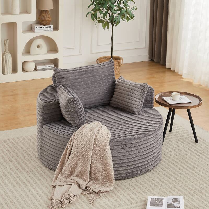 Corduroy Sponge single sofa,No Assembly Required,Fluffy Modern Sleeper Chair for Living room, Bedroom