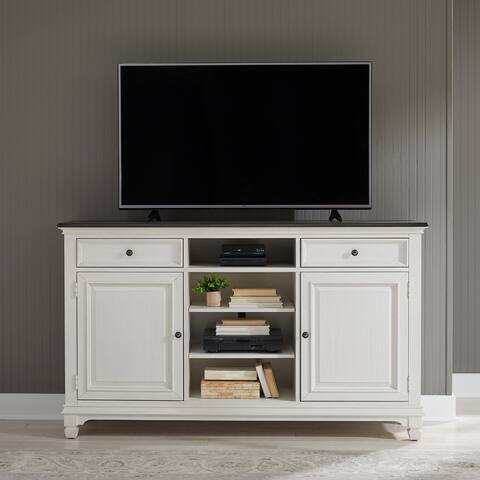 Allyson Park Wirebrushed White Charcoal 68 Inch Highboy TV Console