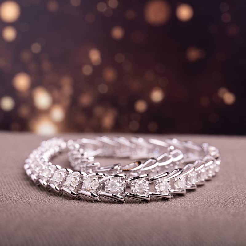 Miadora 2ct TDW Round-Cut Diamond Tennis Bracelet in Sterling Silver - White