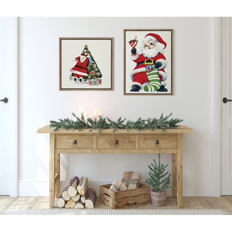 Kate and Laurel Sylvie Santa Claus Framed Canvas by Corinna Buchholz