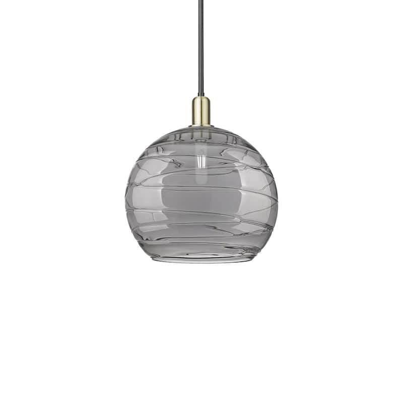 Innovations Lighting 716-1S-16-14 Athens Deco Swirl Pendant Athens - Black Antique Brass / Light Smoke Deco Swirl