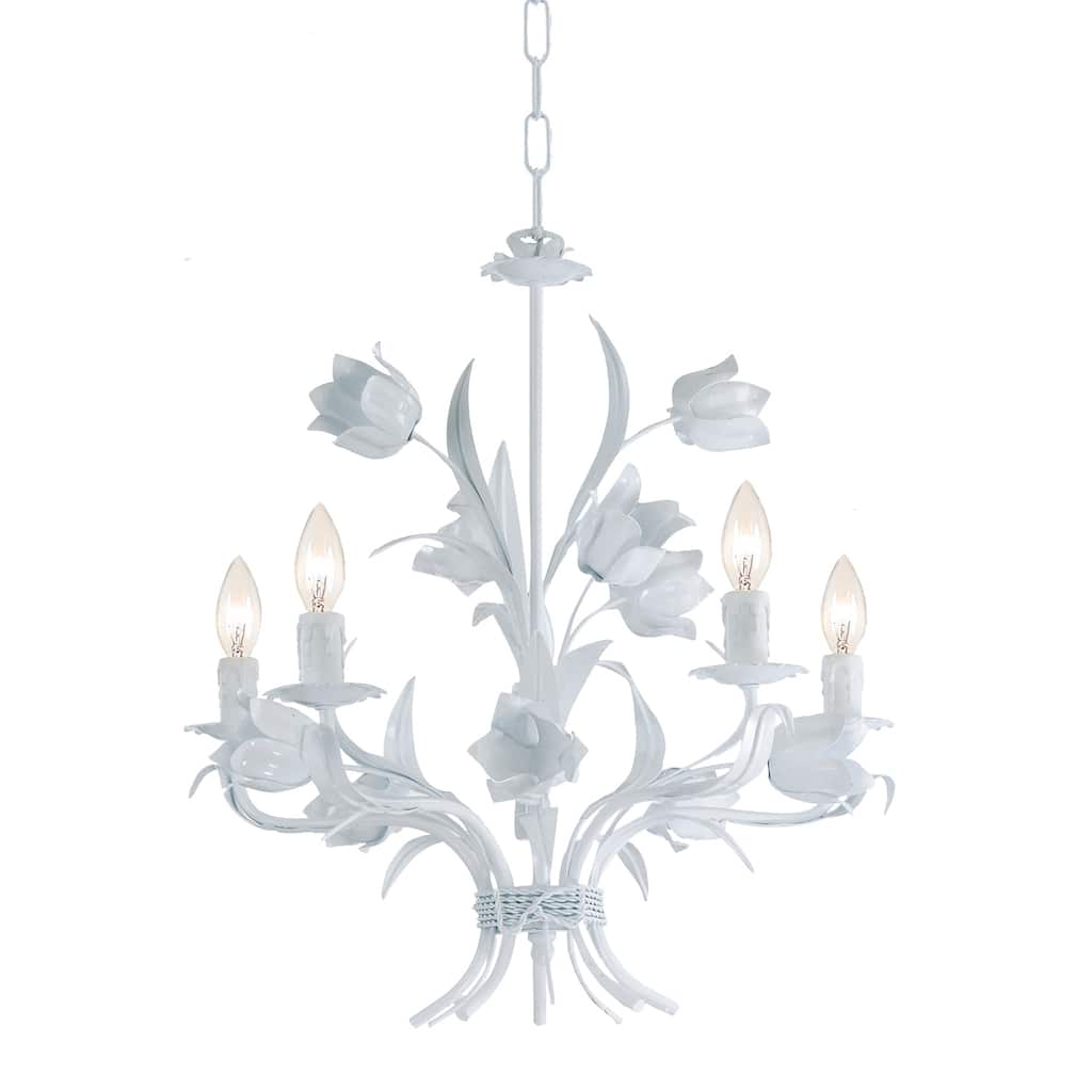 Southport 5 Light Wet White Chandelier - 20'' W x 22'' H