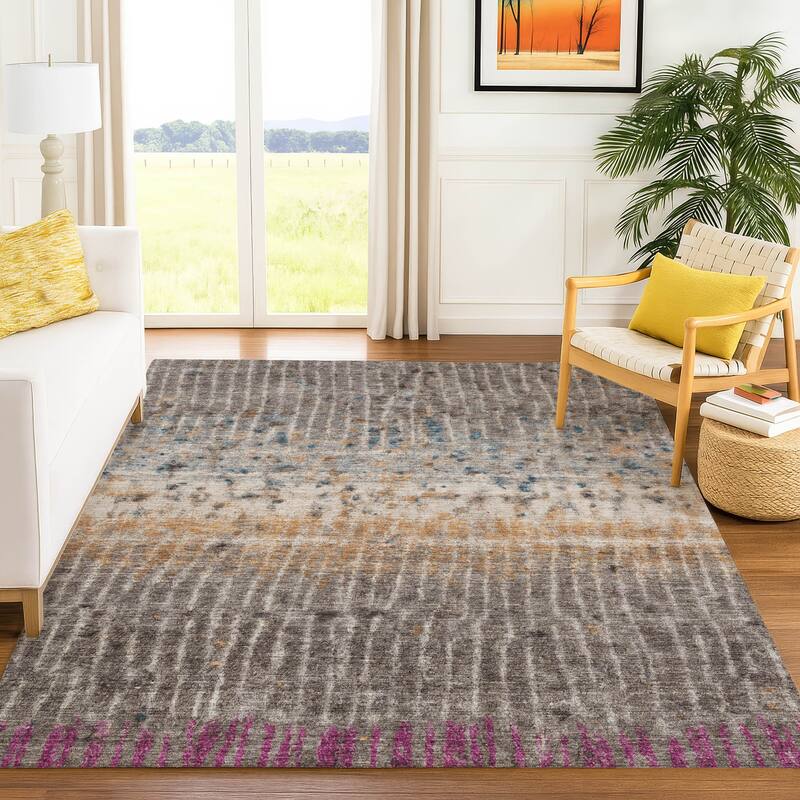Machine Washable Indoor/ Outdoor Boho Modern Chantille Rug