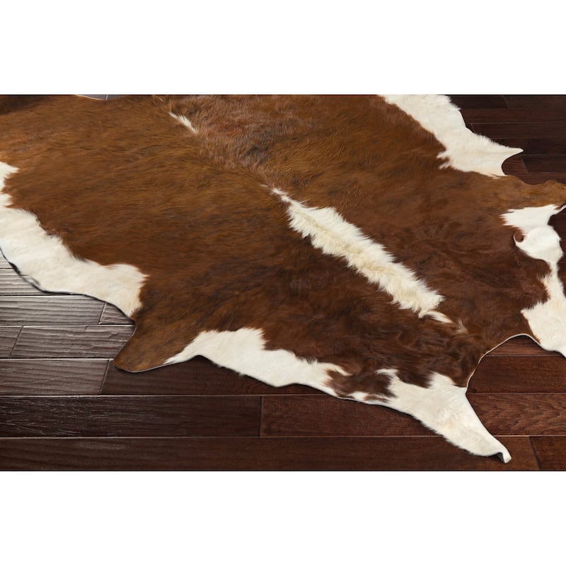 Hand Crafted Beige Leather Safari Area Rug