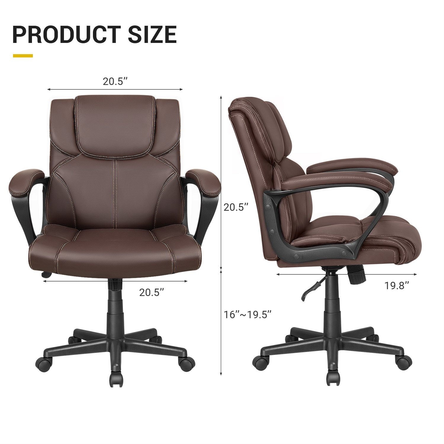 Homall Mid Back Office Chair Swivel Computer Task Chair On