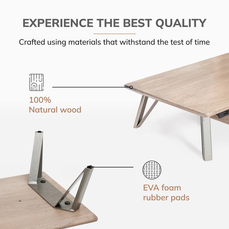 Jani Wood Monitor Stand Riser Desk - Ergonomic Design Stand, Desktop Organizer Table for Home, Office Workspace, Gaming Desk