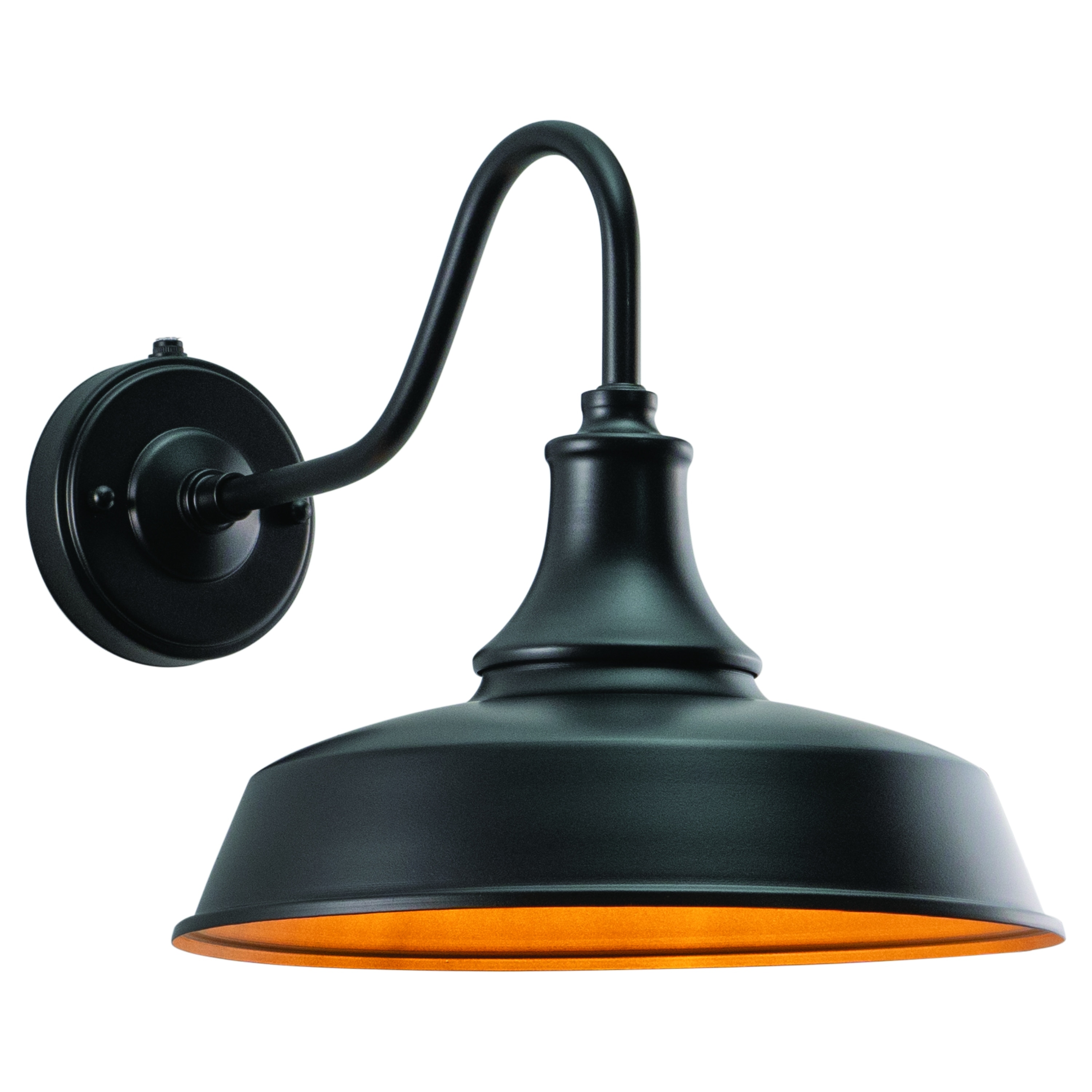 VAXCEL Dorado 1-Light Dark Bronze Dusk to Dawn Sensor Farmhouse Outdoor Wall Sconce , Gooseneck Steel Shade, Dark Sky Compliant