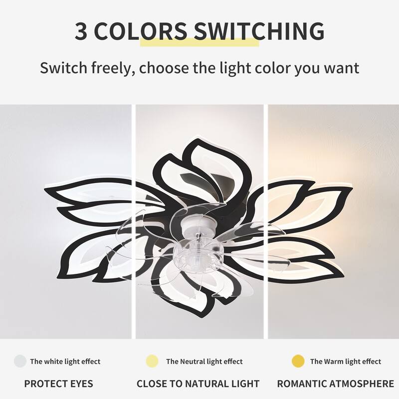 30'' 7 - Blade Ceiling Fan with LED Lights，Indoor Remote Control Ceiling Fans with Lights