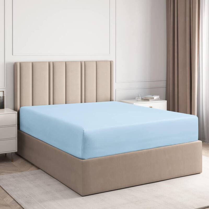 CGK Linens Microfiber 8" - 16" Deep Pocket Soft Fitted Sheet - Twin - Light Blue