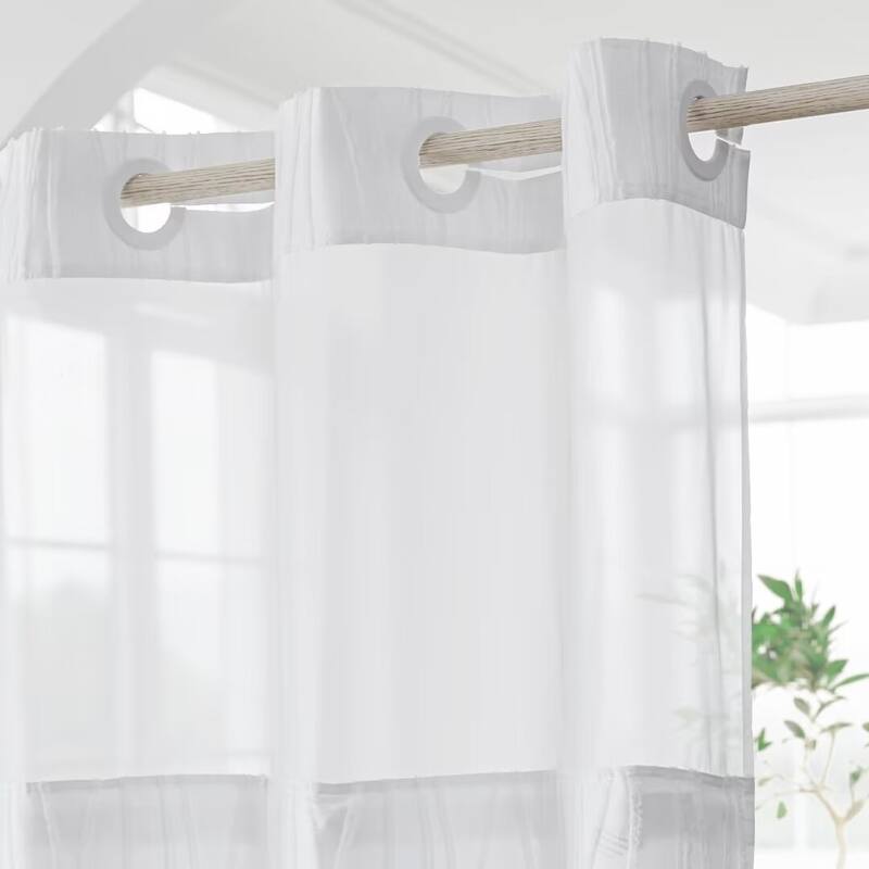 Textured Shower Curtain and Liner Set No Hooks Needed