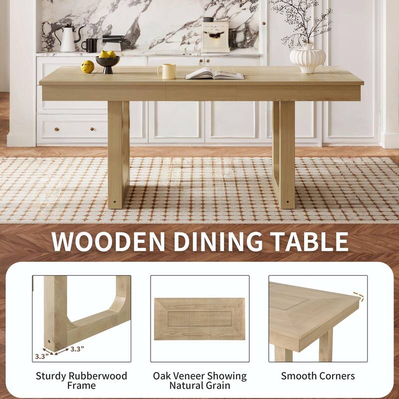 60-78" Expandable Dining Table Set - Rubberwood Legs