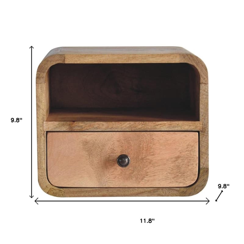 HomeRoots 12" Oak Solid Wood One Drawer Floating Nightstand